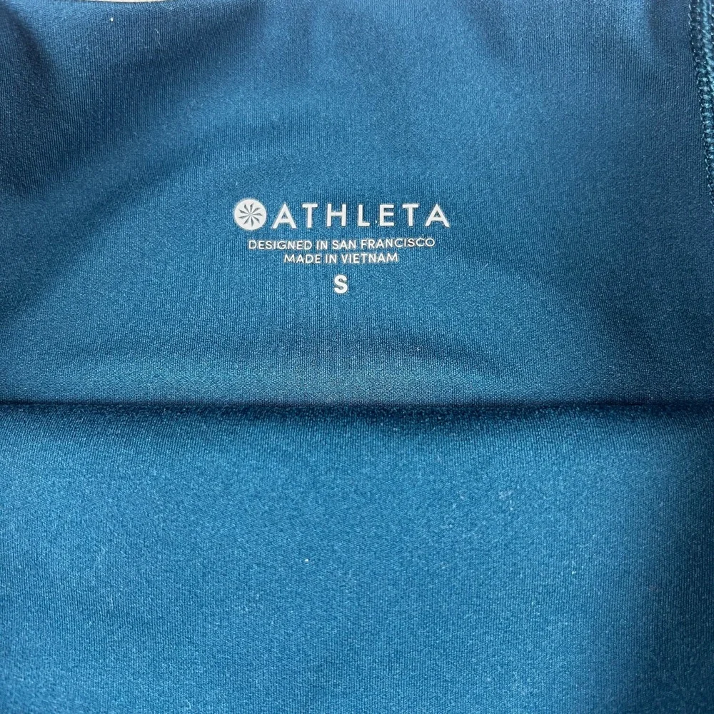 Athleta Womens Small Black Teal‎ Colorblock Mesh Panel Leggings